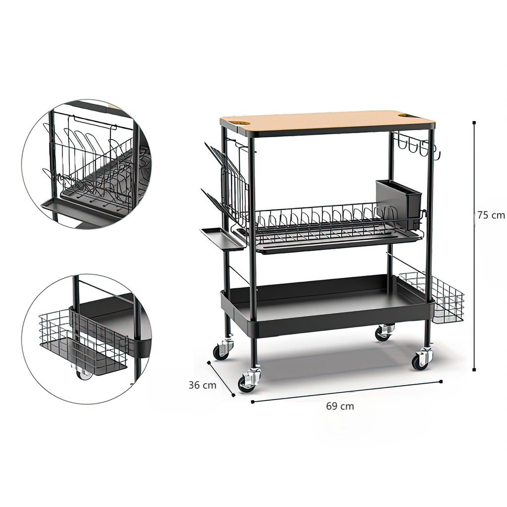 3 tier kitchen trolley