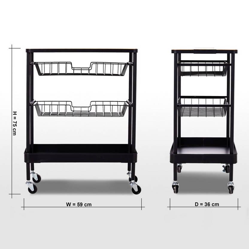 3 tier kitchen trolley steel+ MDF