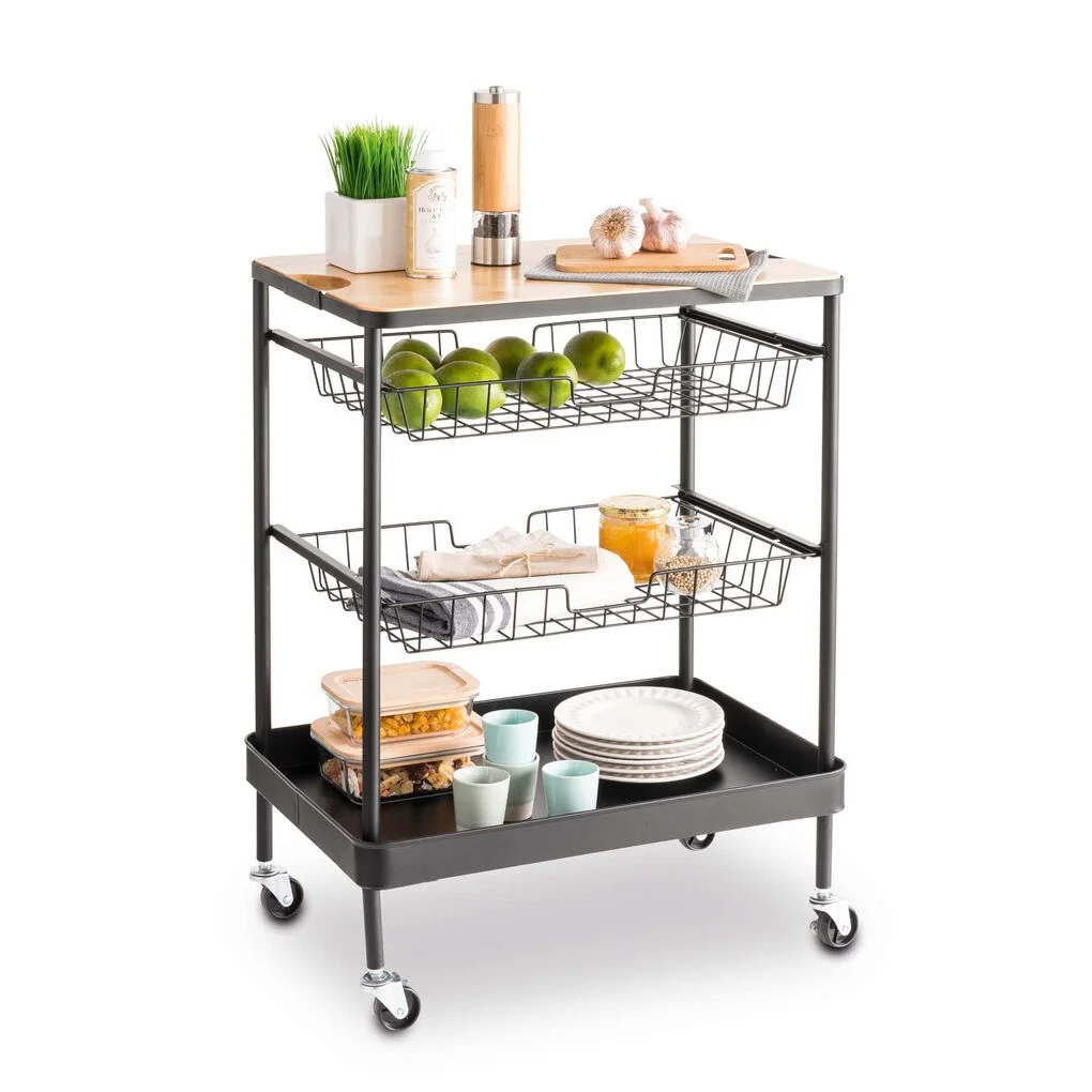 3 tier kitchen trolley steel+ MDF