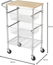 4 Tier Chrome Wire Basket With Top Wood