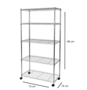 5 tier chrome wire shelving rack with wheels