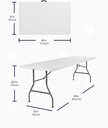 8'Rectangle Fold-in-Half Table With 2 Locking Pin on the HDPE