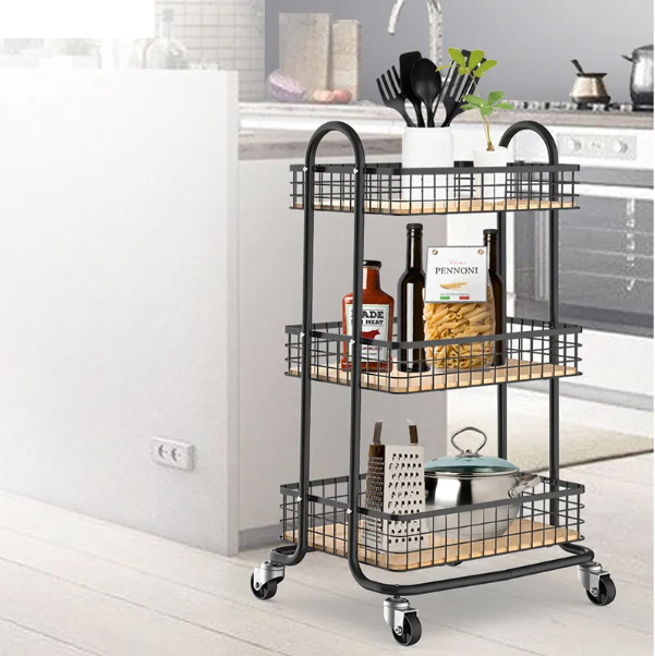 3 tier rolling cart steel