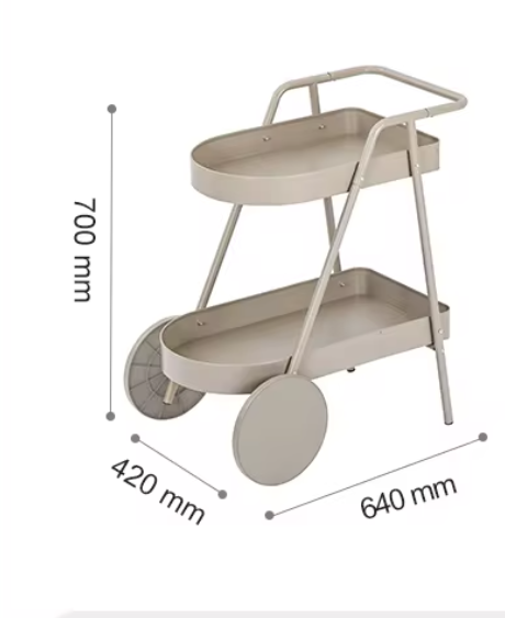 Serving Trolley steel with two large trays