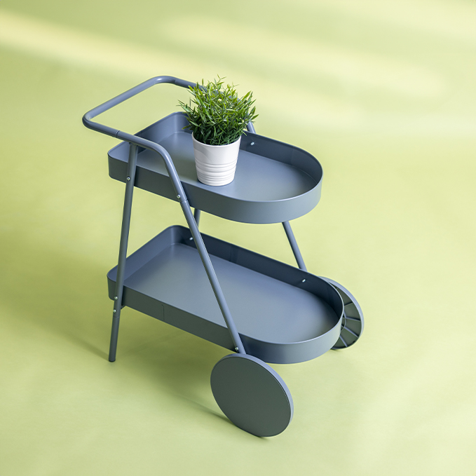 Serving Trolley steel with two large trays