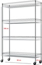 4 Tier Chrome Basket Rack  With Wheels