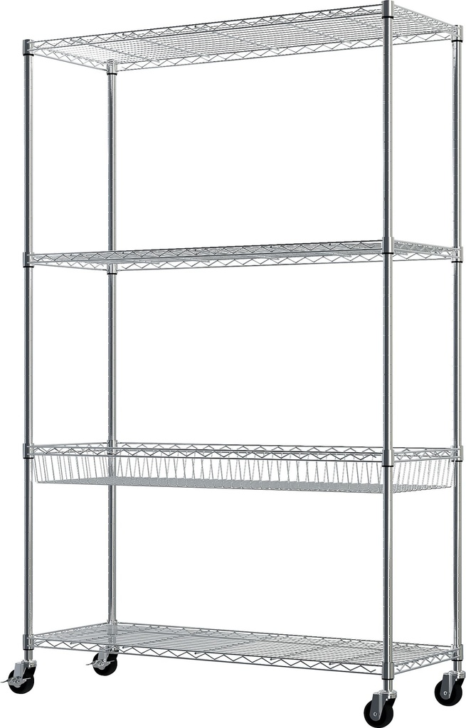 4 Tier Wire Shelving With Basket