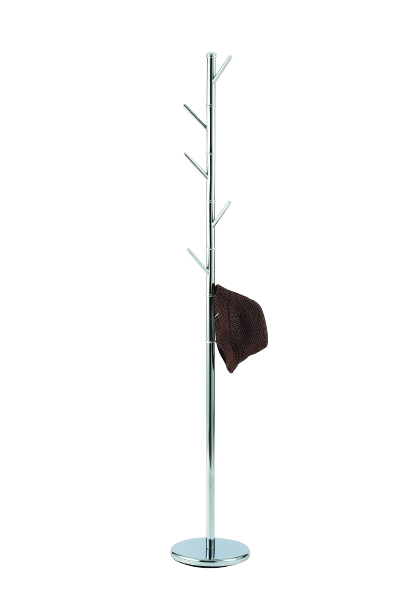 14036C06-COAT RACK WITH 6 SWIVEL HOOKS, CHROME PLATED TUBULAR STEEL. SIZE: 28 DIA. X 170 H CM