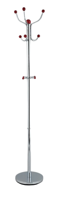 14171C-COAT RACK, CHROME PLATED TUBULAR STEEL WITH WOODEN KNOBS.