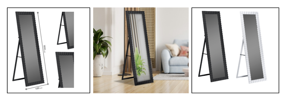 STANDING MIRROR SELMA LARGE-BLACK