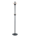 143337-COAT RACK BLACK POWDER COATING WITH 8 WOOD HOOKS.  