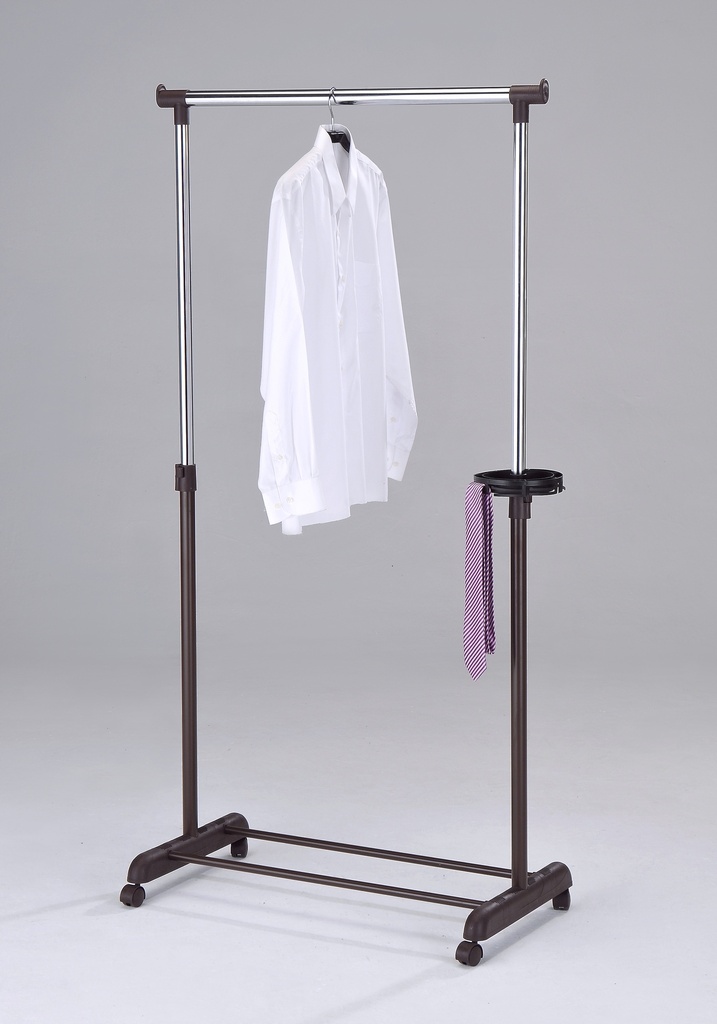 2597E010A-HEAVY DUTY GARMENT RACK, CHROME  PLATED/BLACK POWDER COATING STEEL FRAME.   1PC PLASTIC PLATE WITH 360 DEGREES ROTATION 