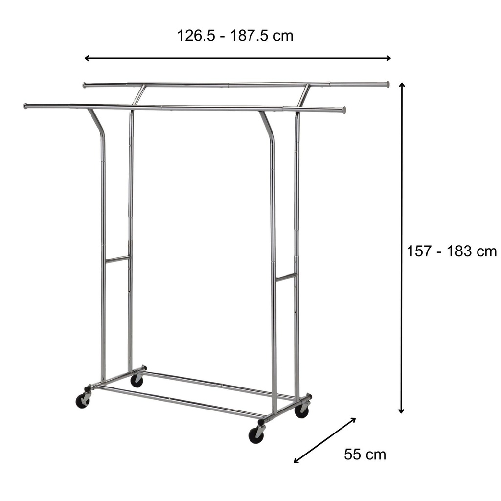 FGHD-5000 TWO BAR GARMENT RACK SIZE-187*55*183