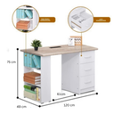 Study Writing Desk with 3 Storage Shelves & Drawers