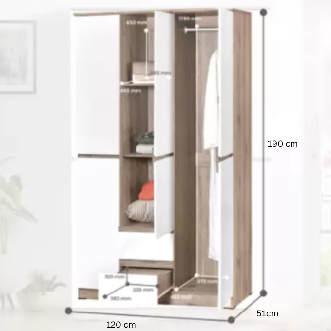 Santorini 3-Door Wardrobe with Drawers