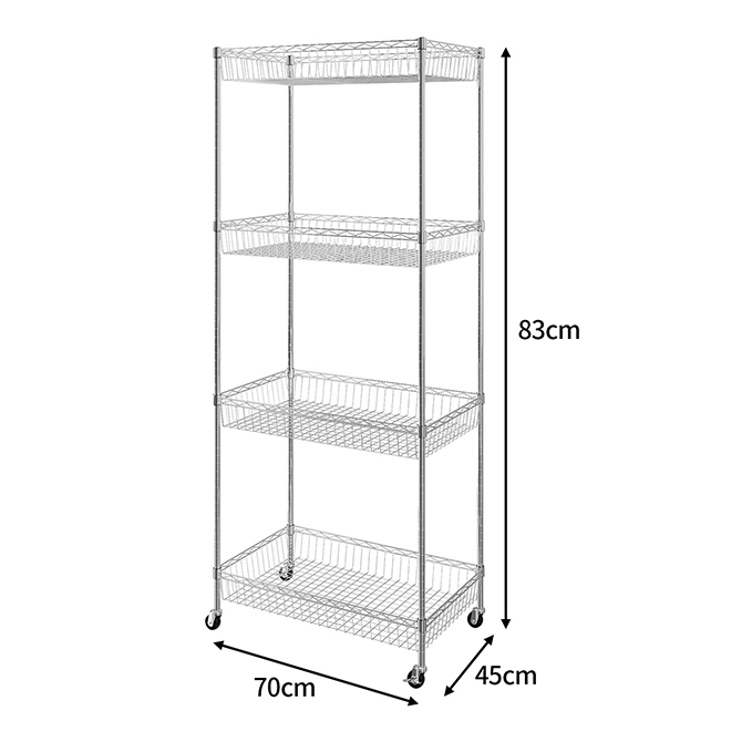 4 Tiers Chrome Basket Rack with Wheels
