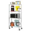 4 Tier Chrome Wire Shelving Rack With Wheels