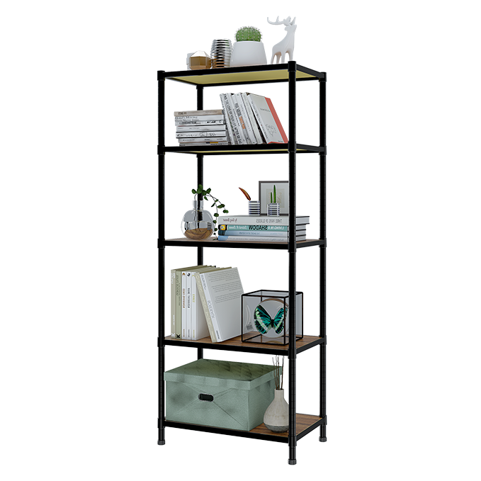 5 Tiers Black Bamboo Firber Wood Rack