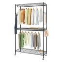 3 Tiers Black Garment Rack with Wheels