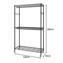 3 Tiers Black Garment Rack with Wheels