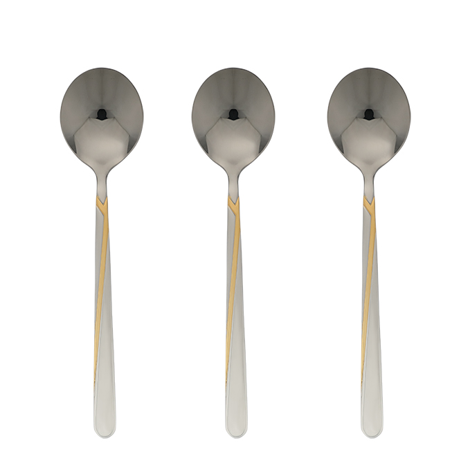 Veda Soup Spoon with Gold Touch - Set of 3