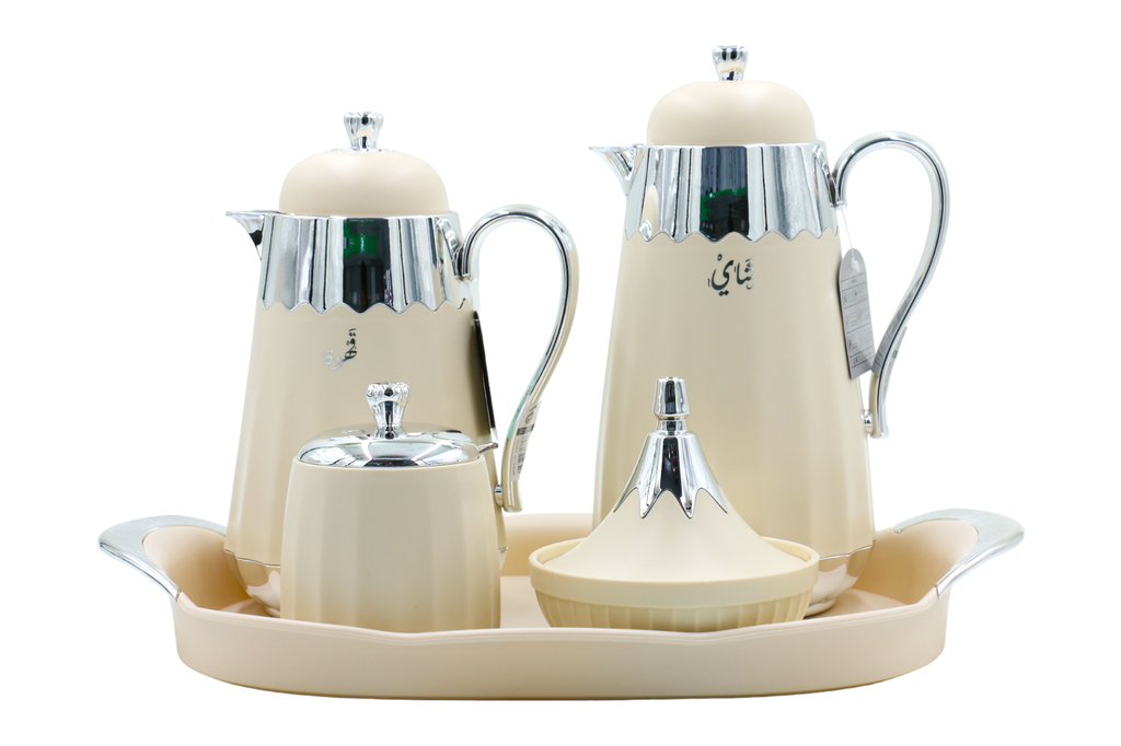 A 5-piece tea and coffee thermos serving set