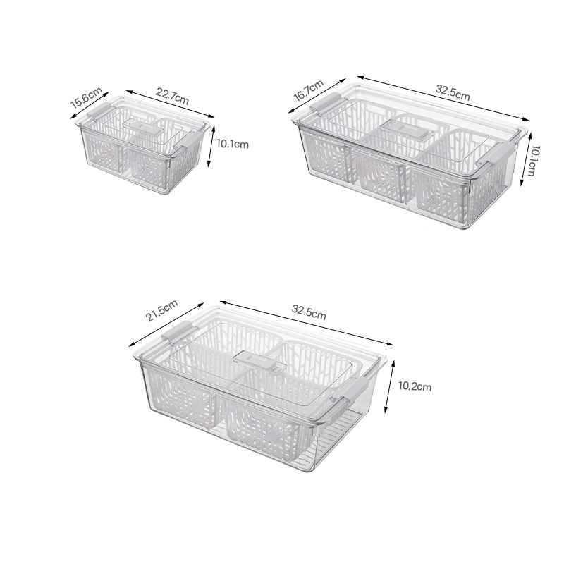 Clear Fruit Storage Box with Drain Basket 