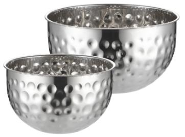 Multi-Purpose Round Bowl with Hammered Stainless Steel Design