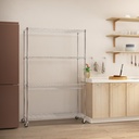 4-Tier Chrome Wire Shelving with Basket and Wheels