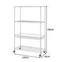 4-Tier Chrome Wire Shelving with Basket and Wheels