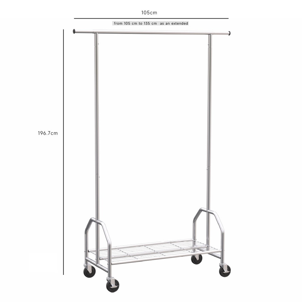 Stainless Steel Garment Rack 105~135x196 cm 
