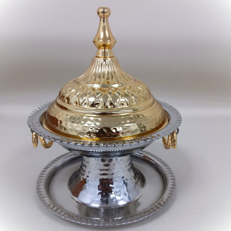 Silver Date Bowl with Gold Lid