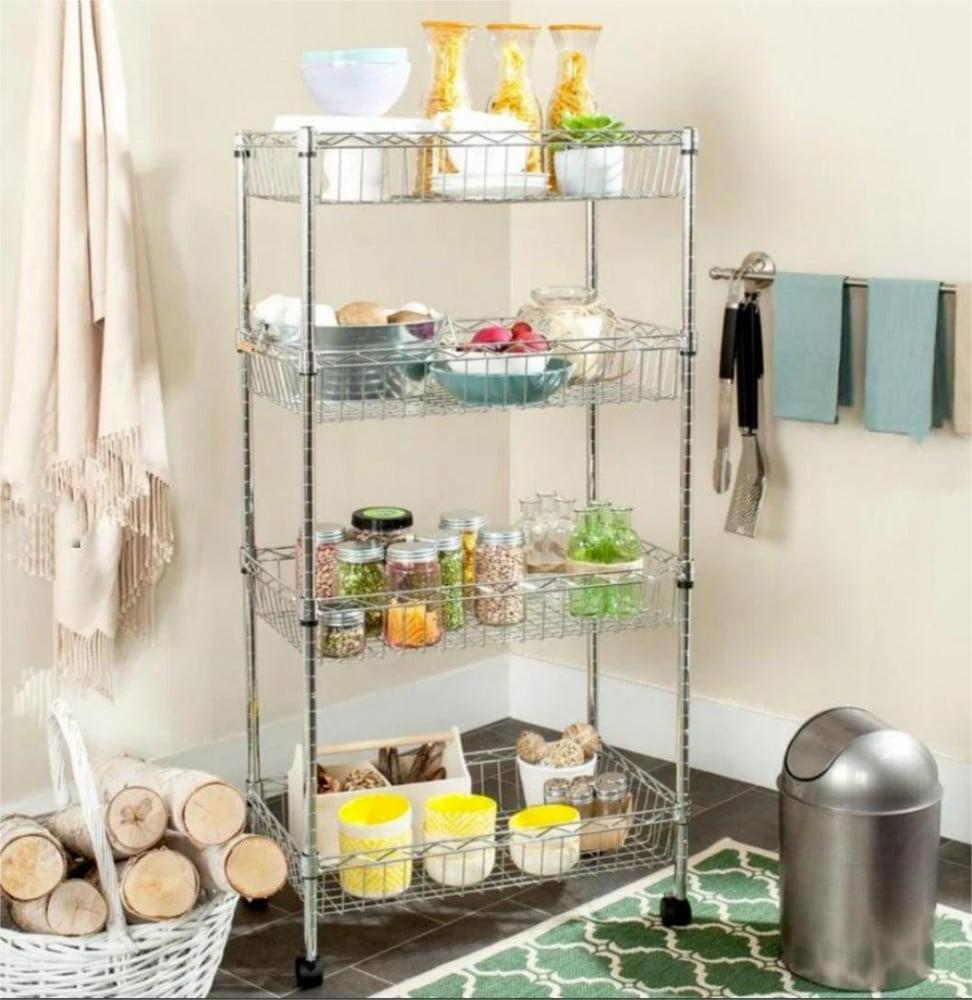 4 Tier Chrome Basket Rack 