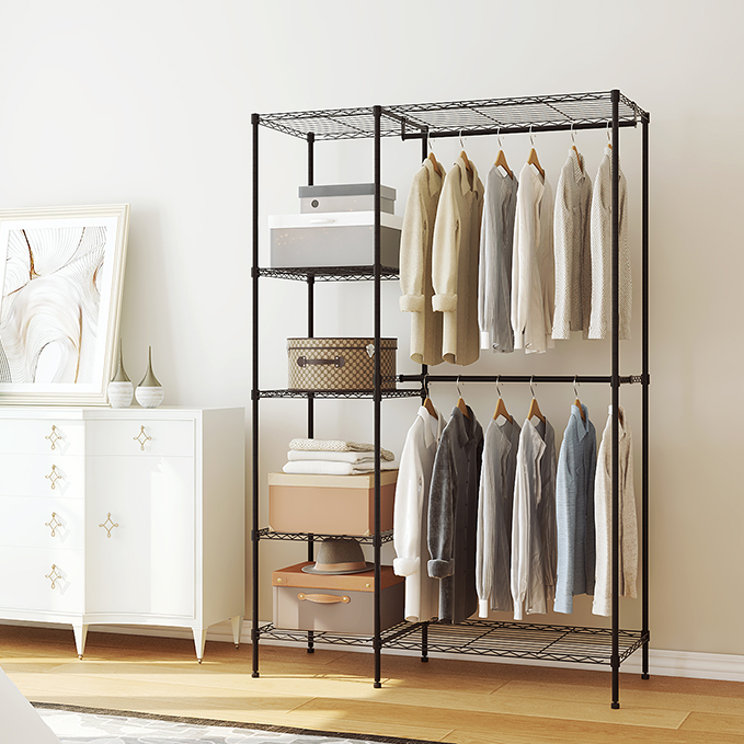 Black Garment Rack with Dustproof Cover