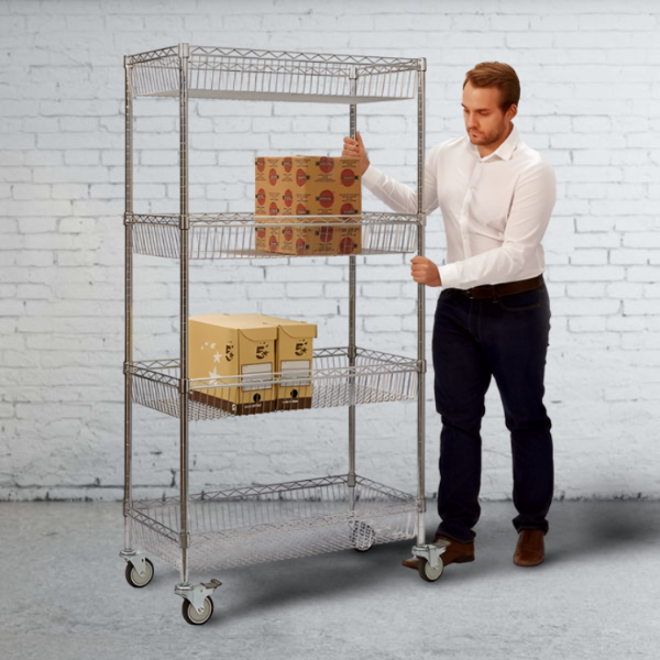 4 Tier Chrome Basket Rack