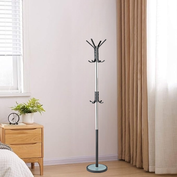 Coat Rack, Chrome Plated Steel Black 178 cm 