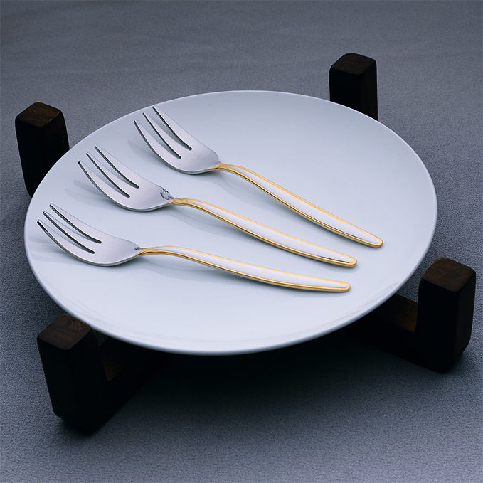 Luna Cake Fork with Gold Touch - Set of 3