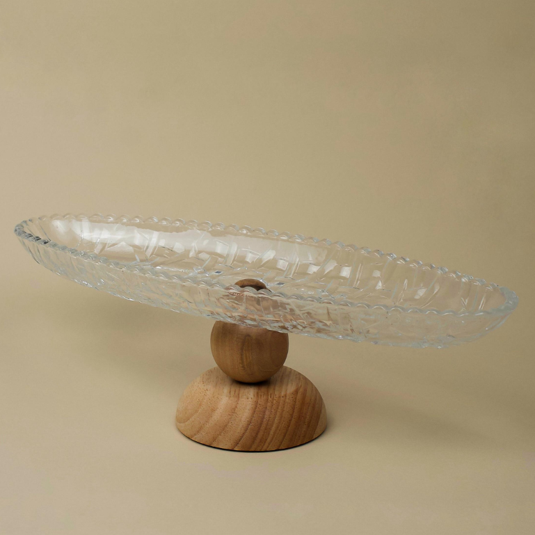 Serving Plate with Wooden Base