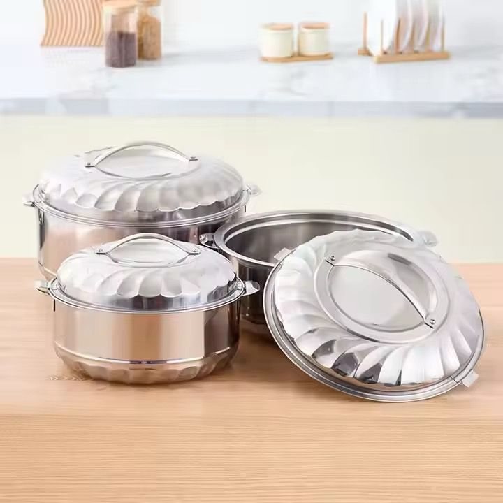 طقم حافظات طعام ستيل – 3 قطع (1.5 لتر + 2.5 لتر + 3.5 لتر)