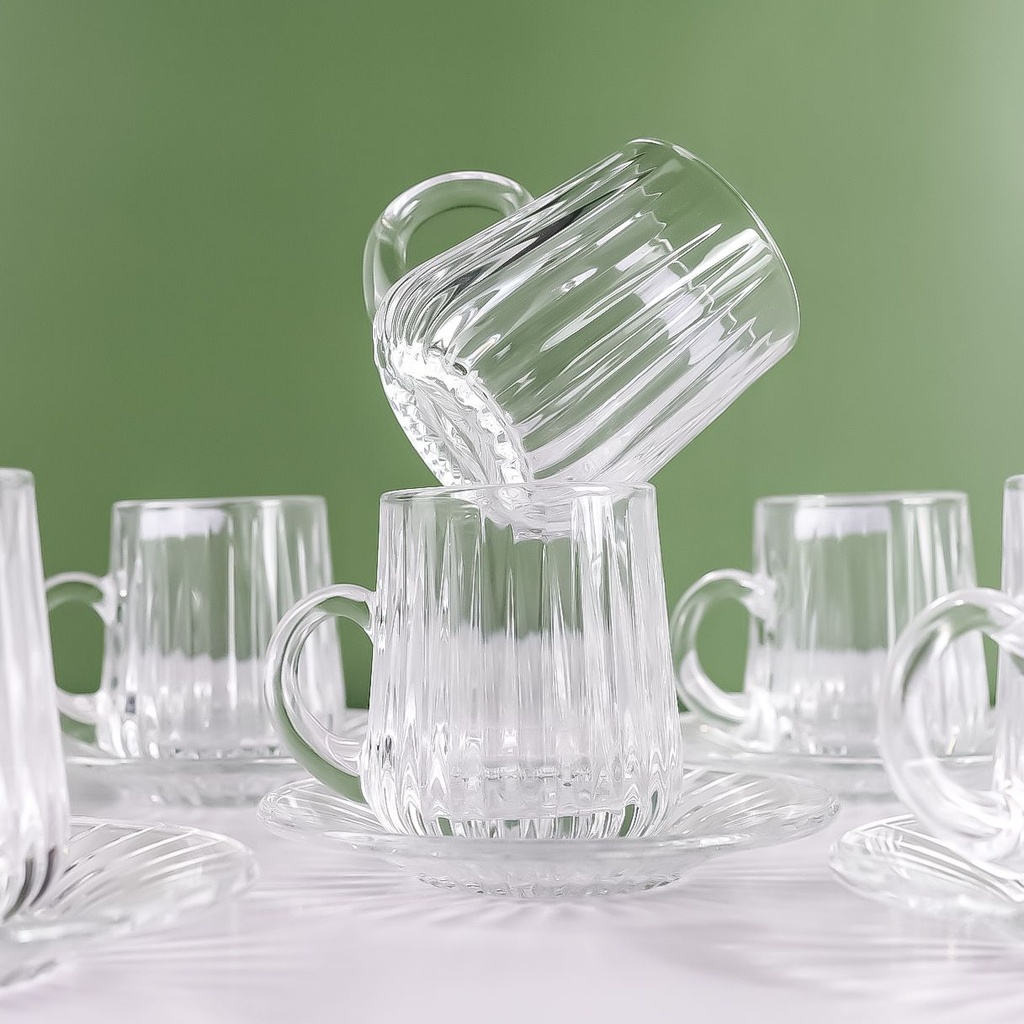 Crystal Cup Set with Saucers