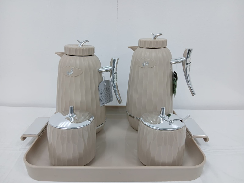A 5-piece tea and coffee thermos serving set