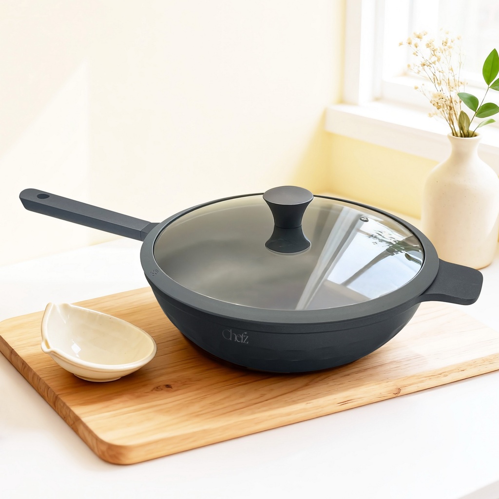 Chefz Tefal Deep Fry Pan with Lid 32 cm