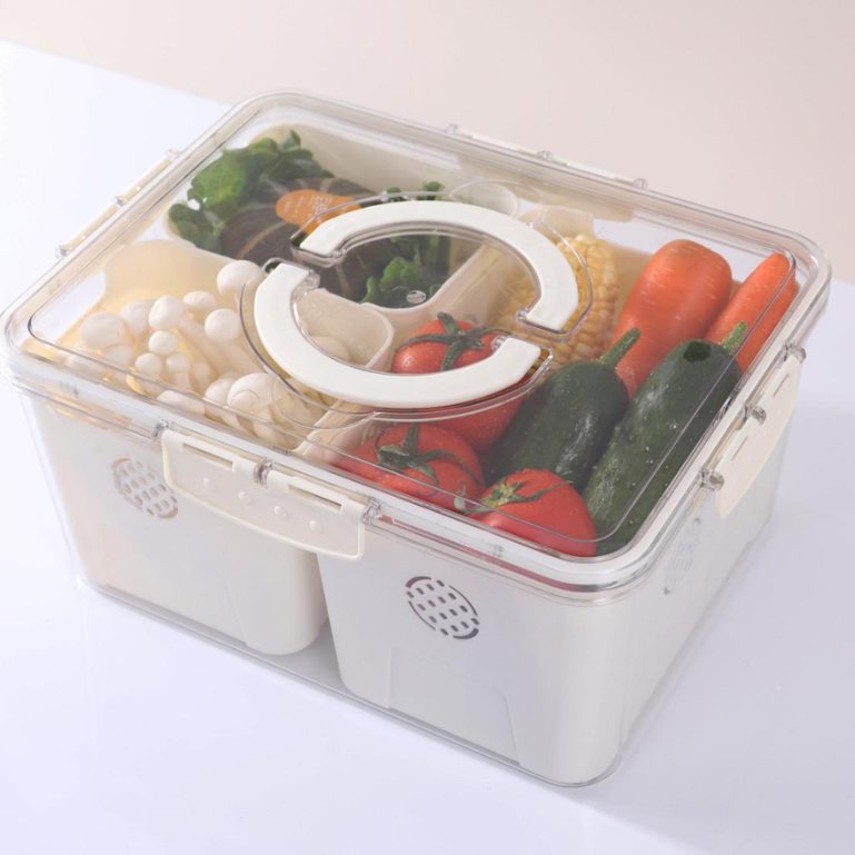 Fridge Organizer with 3 Compartments and Lid
