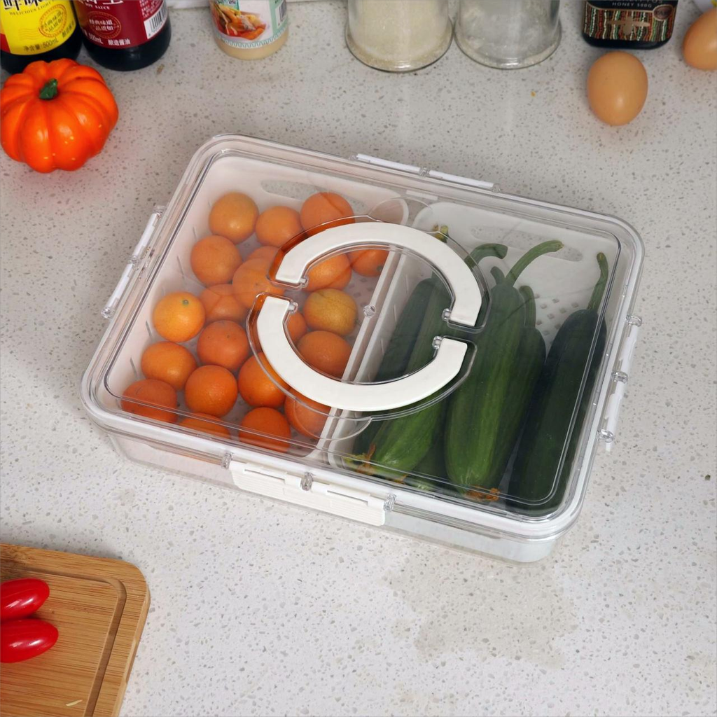 Snack & Fridge Organizer with 2 Compartments and Lid
