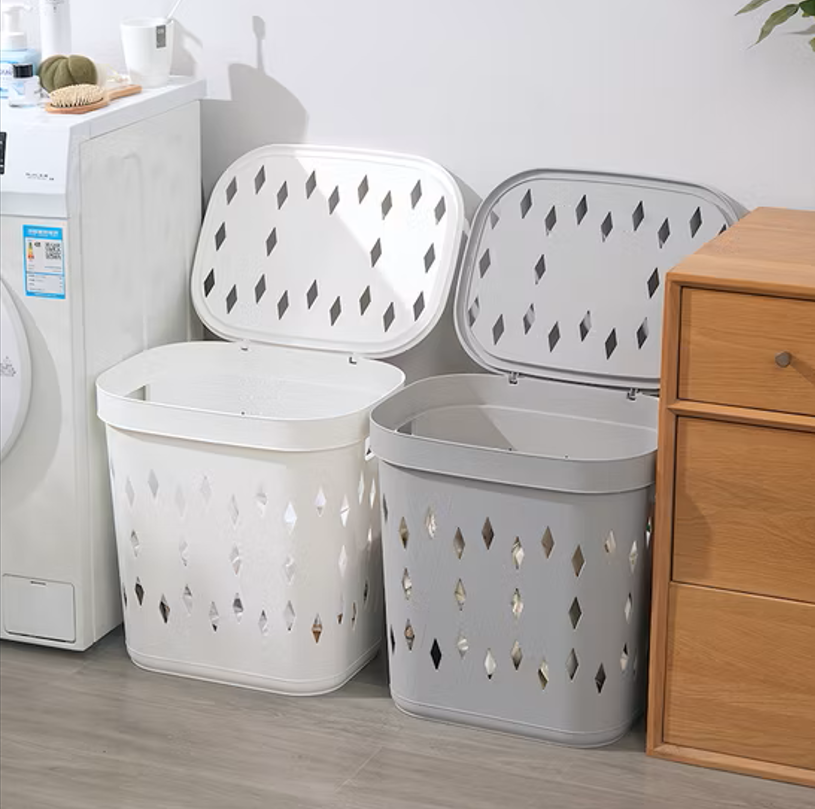 Plastic Laundry Basket – Grey