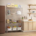 4-Tier Chrome Wire Shelving with Basket and Wheels