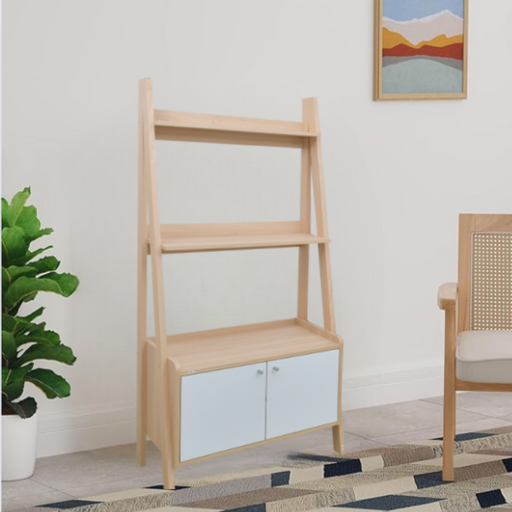 [MR-NL-SLF2-MWM] Wooden Ladder Shelf With 2 Doors
