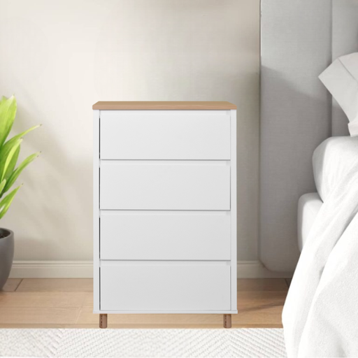 [DR-CSDAK4D-WHT] Night Stand with 4 Drawers 