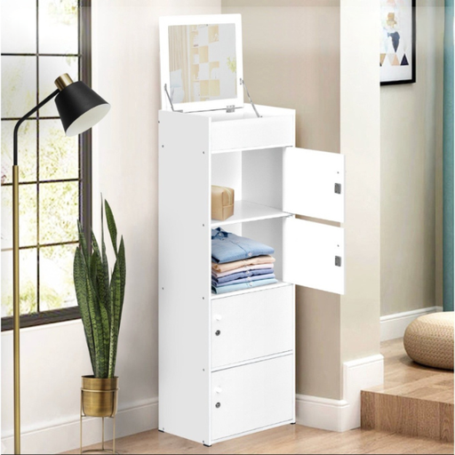[DR-ATPR4DM-WHT] Tall Dresser for Small Spaces With Mirror 
