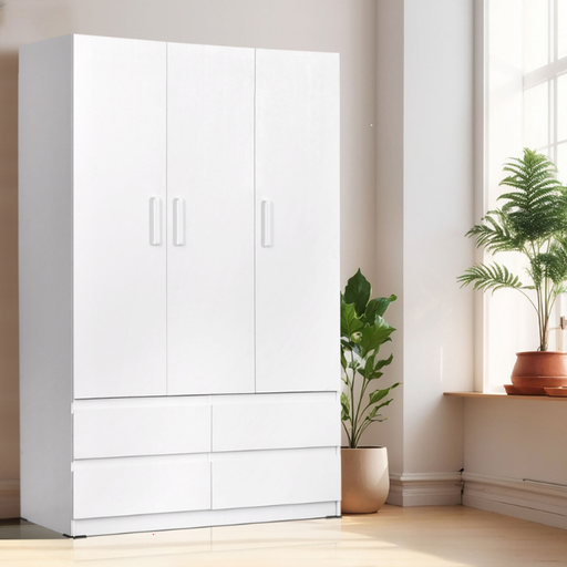[WRD-KYOTO-WHT] Kyoto 3-Door Wardrobe with Drawers